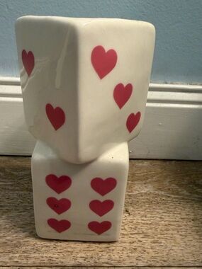 Pink and White Dice Ceramic Room Decor